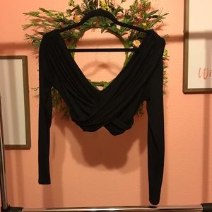 Off the shoulder long sleeve crop top